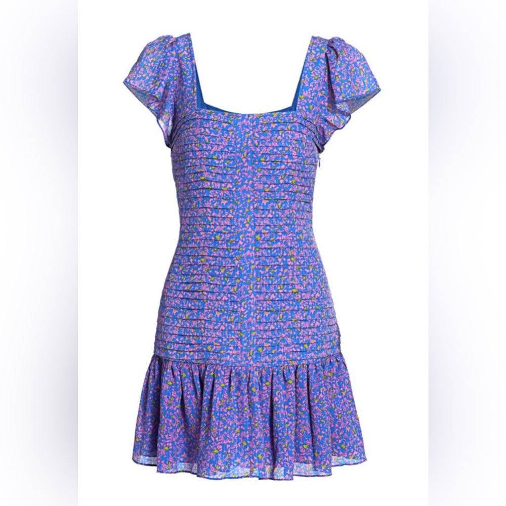 Tanya Taylor Yvette Confetti Print Smocked Mini Dress